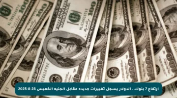 ارتفاع 7 بنوك.. الدولار يسجل تغييرات جديدة مقابل الجنيه الخميس 28-8-2025